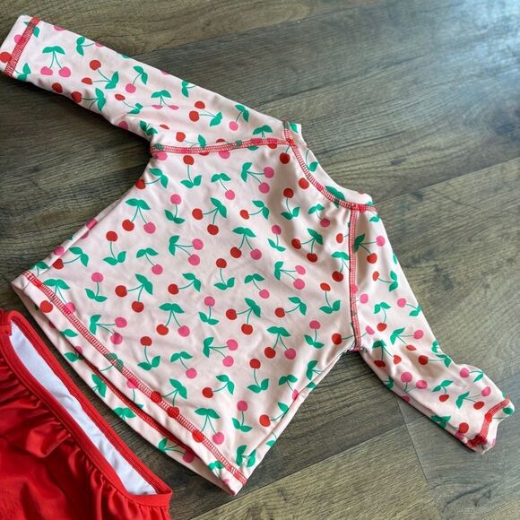 Starting Out Cherry Print 2 piece swimsuit Rashgaurd & ruffle bottom see INFO - Picture 6 of 8